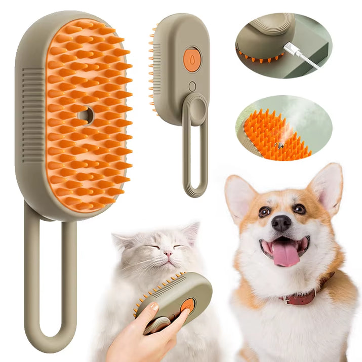 Pet Electric Steam Brush 3 in 1 Cat and Dog Cleaning Spray Massage Grooming Comb Electric Spray Pet Hair Removal Beauty Brush