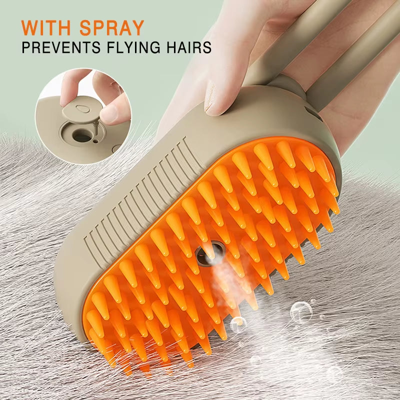 Pet Electric Steam Brush 3 in 1 Cat and Dog Cleaning Spray Massage Grooming Comb Electric Spray Pet Hair Removal Beauty Brush